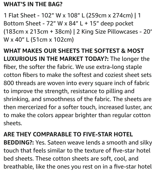 Mayfair Linen 800 Thread Count 100% Egyptian Cotton Sateen Weave Sheet 4-pc set - Picture 10 of 11